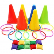 套圈圈投掷玩具幼儿园户外体育感统训练塑料套圈彩色圈圈套装玩具